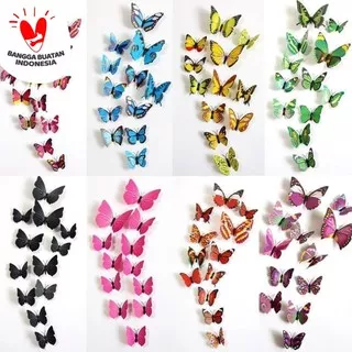 3D Butterfly stiker dinding sticker kupu kupu hias Wall Paper Dekorasi Interior Rumah Kamar tidur