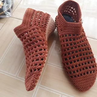 sepatu rajut full rajutan. sepatu wedges rajut