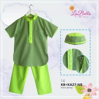 (3 bulan-7 tahun) NB 14 Baju Muslim Setelan Koko Anak LaBella Freshly Green