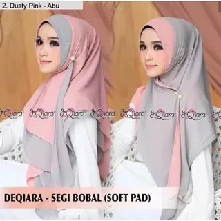 BOBAL HIJAB SEGITIGA DEQIARA BOLAK BALIK 2 WARNA SOFT PET PASMINA JILBAB KERUDUNG BERGO