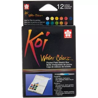 SAKURA KOI WATER COLOUR POCKET SET WITH BRUSH 12COLOURS