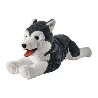 Boneka Anjing Besar LIVLIG Boneka Anjing Siberian Husky Abu Putih 57cm