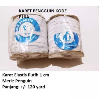 karet elastis 1cm penguin putih per roll - KARET PENGUIN P10A