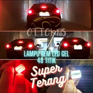 Lampu LED Super Terang Gel 48 Titik Bayonet 2 Kaki, Rem Flash Strobo