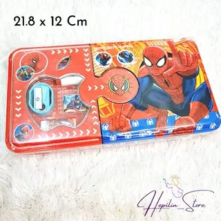 Pensil Case Jumbo Set Doraemon, Princess , Hello Kitty , Captain Amerika , Spiderman / Tempat Pensil Besar 1 Set / Kotak Pensil Papan Tulis Besi