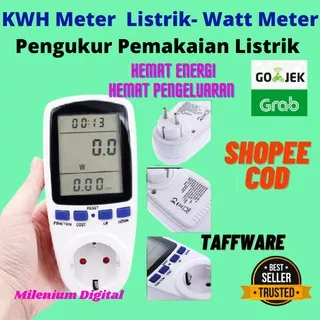 COD Watt Meter Digital Volt Ampere KWH Meter Stop Kontak Pengukur Daya Biaya Listrik PLN Taffware