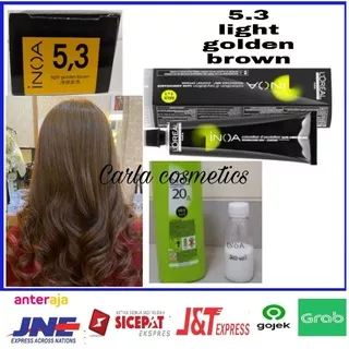 cat rambut loreal inoa 5.3 light golden brown + oxidant inoa , pewarna rambut inoa , hair color inoa