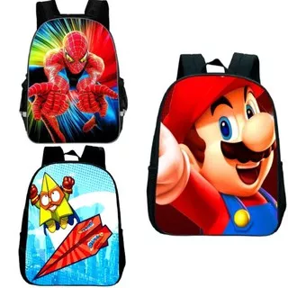 TAS RANSEL ANAK SEKOLAH/TAS RANSEL MARIO BROS/SPIDERMAN/TAS KARAKTER/TAS RANSEL TERBARU/TAS TK SD