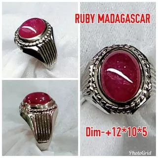 Natural Cincin Batu Permata Ruby Madagascar Cincin Mewah Alpaka Super