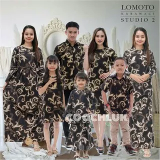 Baju Batik Couple Keluarga Modern Set Seragam Couple Batik Sarimbit Pasangan Suami Istri Ayah Ibu Dan Anak Laki-laki Cowok Cewek Perempuan Atasan Kemeja Blouse Kerja Pesta Kondangan  Wanita Busui Jumbo Kangkung Hitam Batik Kekinian Premium Murah Terbaru