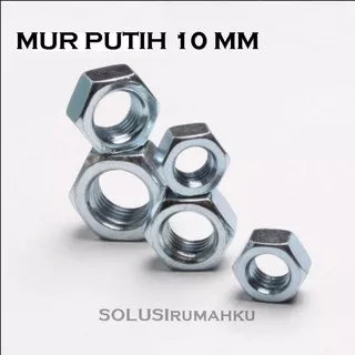 10 Pcs MUR Putih 10 mm Drat Kasar / MUR Baut Long Drat Hex Nut