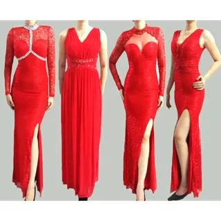 Longdress maxi dress gown gaun night  keren impor import merah pink hitam biru hijau lace brukat