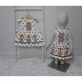 ( 6-18 Bulan ) Baby Dress Perempuan Mangkok Bunga Pita Lucu Free CD Baby