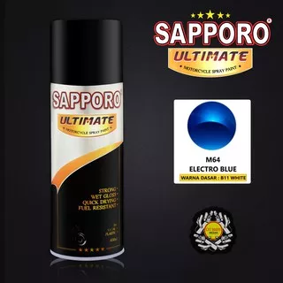 SAPPORO ULTIMATE M64 ELECTRO BLUE CAT SEMPROT 400 ML CAT MOTOR AEROSOL PYLOX BIRU METALLIC METALIC METALIK M 64 PILOKS PILOX PILOK DITON PREMIUM SAPORO SAMURAI SHOGUN MEDAN BINJAI SUMATERA