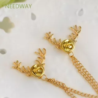 NEEDWAY Fashion Jewelry Accessory Elk Gold Deer Brooch Gift Sliver Reindeer Shirt Collar Double Chain Antlers/Multicolor