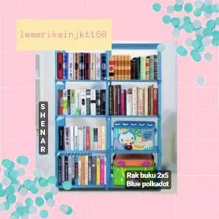 SHENAR COD (2KG) Rak Buku Portable 2x5 /Rak buku 2 Sisi 8 kotak|rak buku motif/RAK BUKU BONGKAR PASANG/rak buku serbagunan murah| rak buku portable|Rak buku minimalis