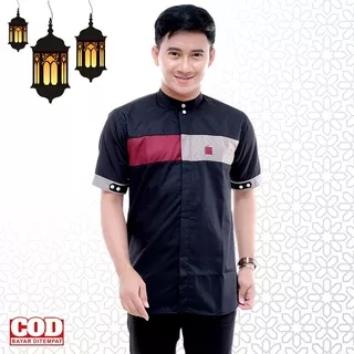 KOKO THREE LINE / Baju Koko Pria / Pakaian Muslim Pria / Baju Koko Lengan Pendek /Kemeja koko Casual