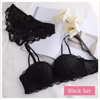 BH Bra Set Push Up Renda Bunga Tanpa Kawat Pakaian Dalam Premium Quality Celana Kolor Cangcut Kancut Kutang  Bra Lace Panty Set Wireless Bralette Push Up Ladies Brief Set for Women Underwear Spring Summer