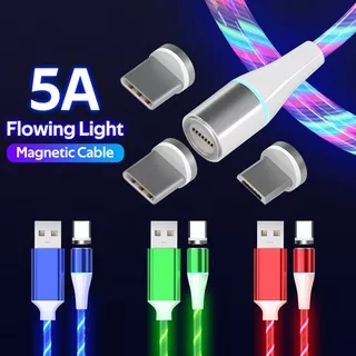 Kabel Data / Charger Micro USB / Tipe-C 5A Fast Charging Dengan Lampu LED Untuk iPhone / Samsung / Huawei / Xiaomi / Redmi / Oneplus / OPPO / VIVO / Realme