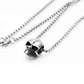 kalung liontin pria titanium steel pendant necklace skull tengkorak