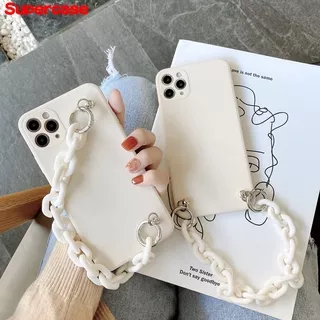 Phone Case for Samsung Galaxy A71 4G A32 4G M31 M51 A21s A31 A11 M11 A41 A11 A21 A01 A70 Hand Chain Casing Soft Cover Korean Ins Milk white pink Acrylic ins style