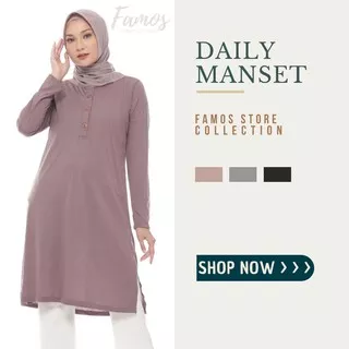 MANSET BUSUI LENGAN PANJANG BAJU KAOS GAMIS MANGSET HITAM HIJAB OLAHRAGA DRESS WANITA PREMIUM POLOS MURAH TEBAL KATUN BASELAYER TUNIK INNER BASIC DAILY COTTON 30S FAMOS STORE