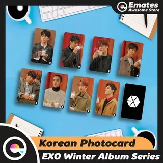 Photocard EXO Winter Album Kai Chanyeol Baekhyun D.O Sehun Chen Suho Kris Wu Xiumin Don’t Fight The Feeling The War Lucky Monster Obsession Elyxion Album Custom Kartu Foto Kpop MV 2 Sisi Glossy Murah