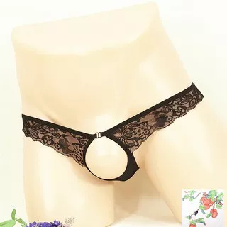 (COD) Thongs pria Sexy Open Low Waist G String Pria Celana Dalam Transparan Pria Y0520