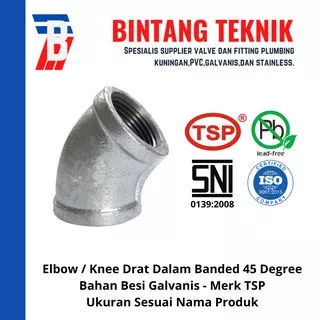 Elbow / Knee 1/2 inch Besi Galvanis TSP 45 Derajat