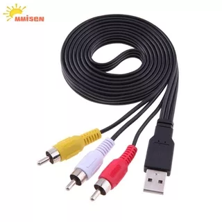 Kabel Adapter Usb Male A To 3 Rca Av A/V Panjang 1.5m/5ft Untuk Tv