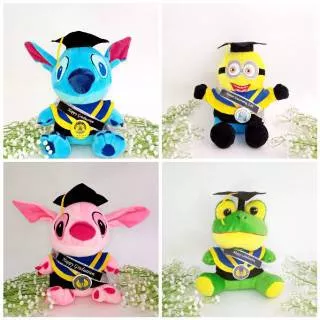 BONEKA WISUDA STITCH / BONEKA WISUDA KEROPI / BONEKA WISUDA MINION 28CM