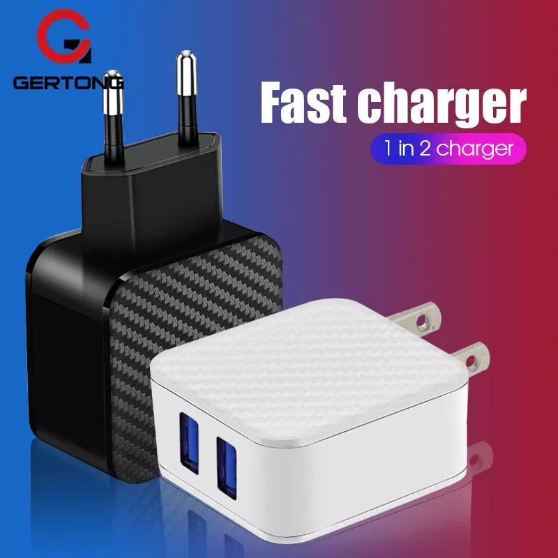 ?24 jam Shiping?2A Dual USB Socket Fast Charger untuk iPhone Samsung Xiaomi Travel Charger Adapter