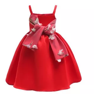 Dress Anak Gaun Pesta Anak Autumn and Winter Sling Flowers