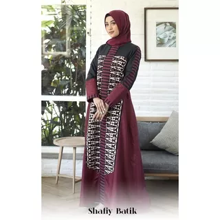 Chaka Gamis Batik Shafiy Original Modern Etnik Jumbo Kombinasi Polos Tenun Terbaru Dress Wanita Big Size Dewasa Kekinian Cantik Kondangan Muslim XL