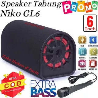 Speaker Aktif Bluetooth Niko GL6 speaker Bluetooth karaoke subwoofer super bass 6inch - NIKO GL6 ( FREE MIC ) - Speaker Tabung 6 inch - Subwoofer Car Bluettooh,Radio,USB/TF,Karaoke - AC / DC