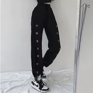 Jogger Sweat Love | Jogger Pant Wanita | Joger Panjang Training Sporty