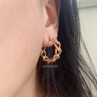 Anting Scilla/ Hoop Earring/ Anting Bulat/ Jewelry/ Anting Wanita/ Anting Rantai/ Chain Earring/ Giwang/ Perhiasan/ Korea Fashion/ Aesthetic/ Vintage/ Elegant/ Gold Earring