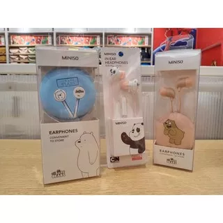 MINISO X WE BARE BEARS! 3WRN. WBB EARPHONE with free case. earphone miniso murah. ready surabaya