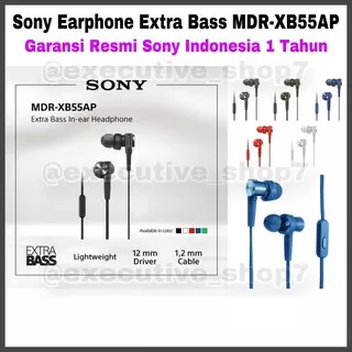 Sony Earphone Extra Bass MDR-XB55AP - MDRXB55AP - MDR XB55AP - Garansi Resmi Sony 1 Tahun