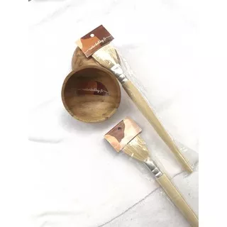 B12G1 Wooden Wood Brush & Bowl Mask | Kuas & Mangkok Kayu Natural Alami Masker  | naturbaliby.fi