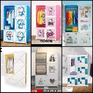 (5kg) lemari plastik portable 6 pintu motif doraemon / lemari pelastik / lemari portable lemari karakter hello kitty