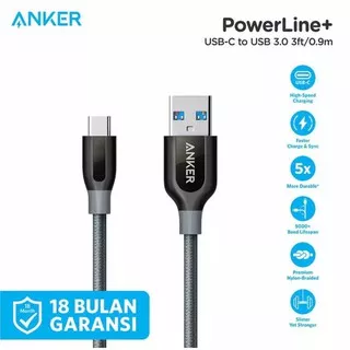 Anker Powerline+ USB-C to USB 3.0 3ft/0.9M Grey Murah - A8168