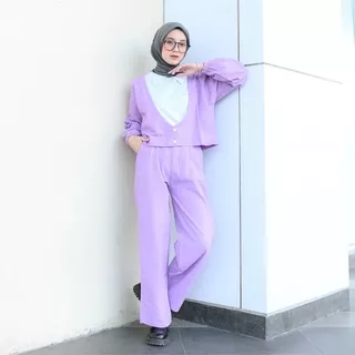 Setelan Remaja Terbaru Setelan Crop Kekinian Stelan Kulot Katun Linen Outfit Hijabers Kekinian Stelan Kulot Baju Set Wanita