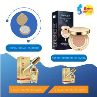 NEW PROMO BEDAK CUSHION BIOAQUA GOLD+ REFIL BONUS 2 PCS SERUM WAJAH BIOAQUA GOLD 24K