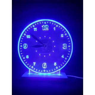 Jam duduk 3D Akrilik lampu tidur banyak pilihan warna