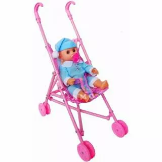 MAINAN ANAK Dorongan Stroller Boneka Bayi Premium