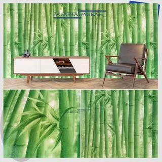 Wallpaper Dinding BAMBU HIJAU TUA Walpafer Setiker Kamar Ruang Tamu Dapur Dekorasi Rumah