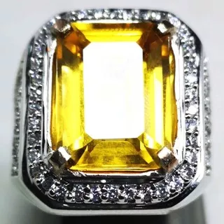 BATU PERMATA CITRINE QUARTZ ASLI NATURAL RING PERAK BANGKOK 926 SIAP PAKAI