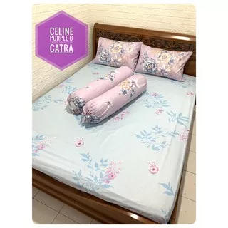 Sprei Homemade Katun Catra Celine Purple Seprei Polos Seprai Set uk 180x200T30 120x200 Sarung Bantal