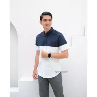 NESS KEMEJA KOMBINASI KATUN OXFORD | KEMEJA PRIA CASUAL PREMIUM